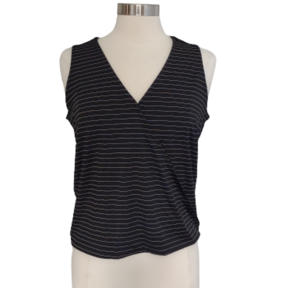Banana Republic Top sleeveless wrap pinstripe v-neck small tank - Picture 1 of 11